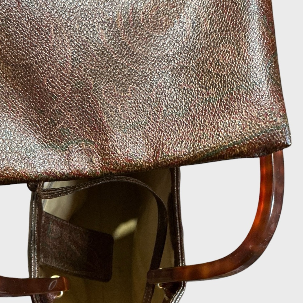 Etro Bordeaux Paisley PVC Tote Handbag With Zipper Pouch Italy - Picture 7 of 15